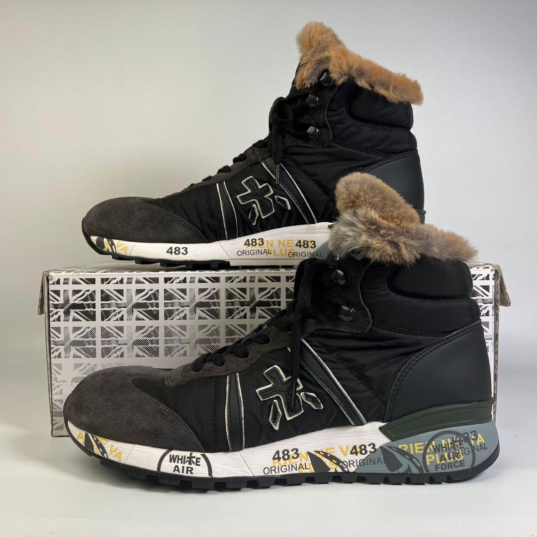 【未使用級】希少　PREMIATA リアルファー　ハイトップスニーカー　黒　26