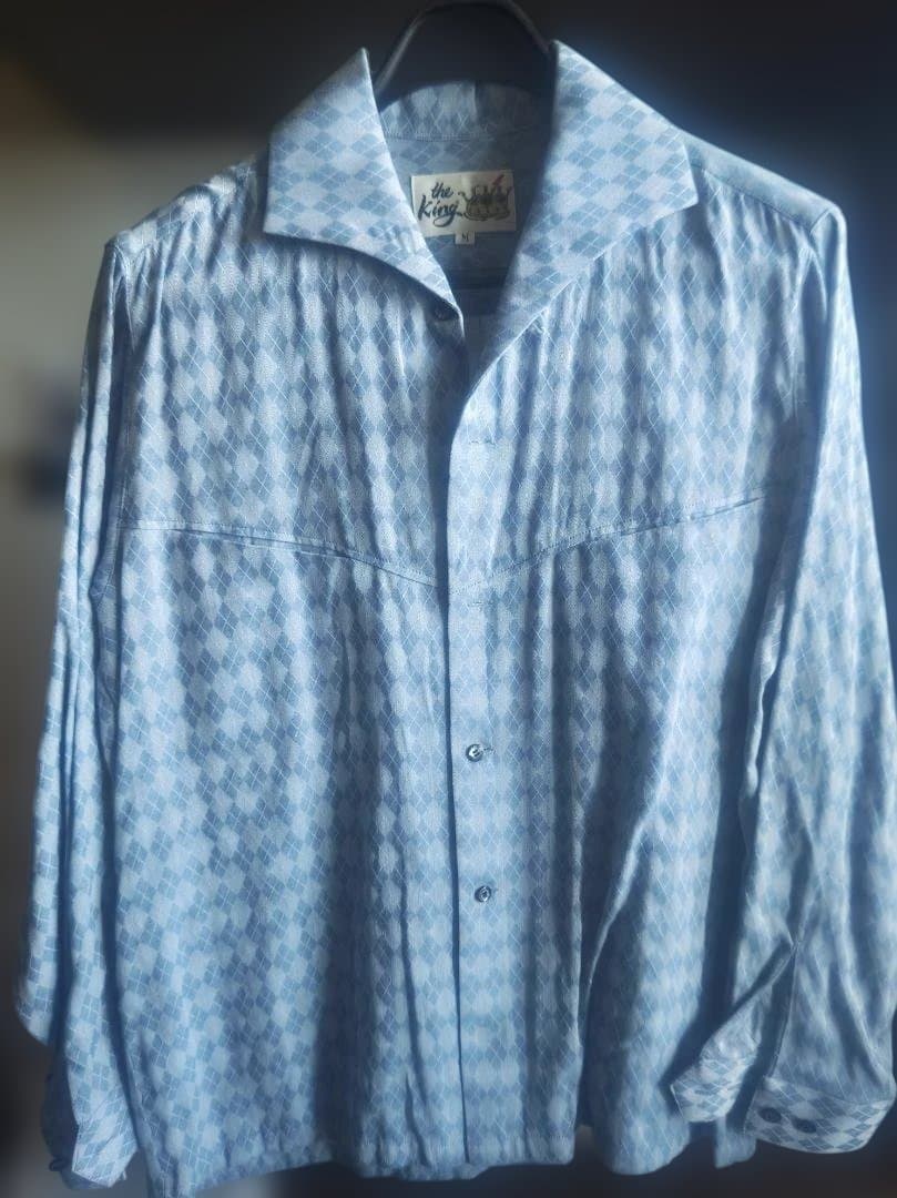 ロカビリー　the King ダイヤモンドパターンシャツ M