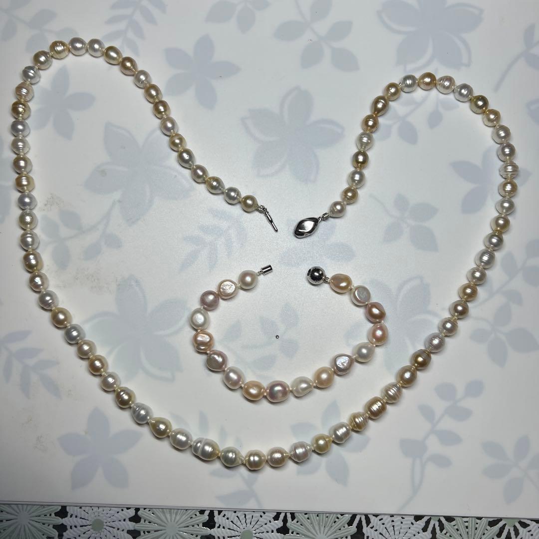 真珠 ネックレス ブレスレット セット