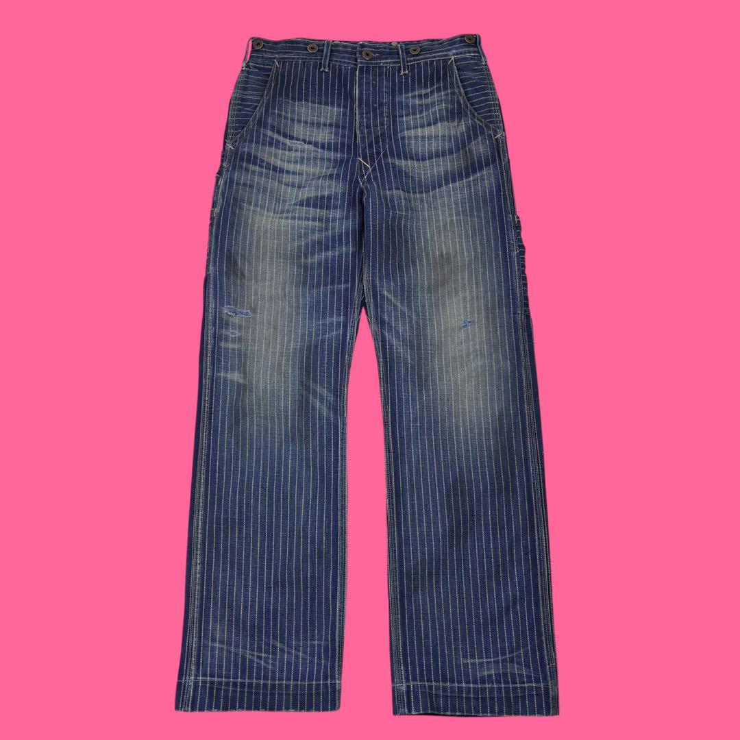 RRL ウォバッシュストライプ デニムペインターパンツ バックルバック USA製