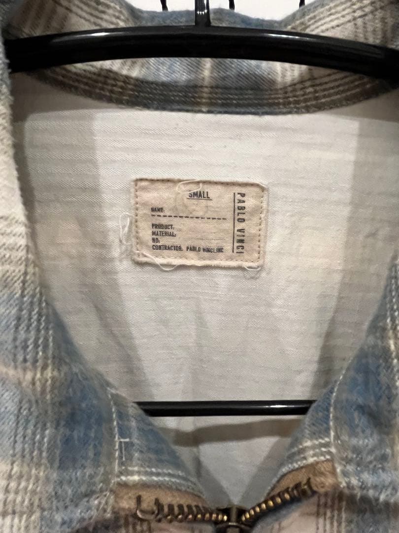 PABLO VINCI Ombre check zip shirt Sサイズ