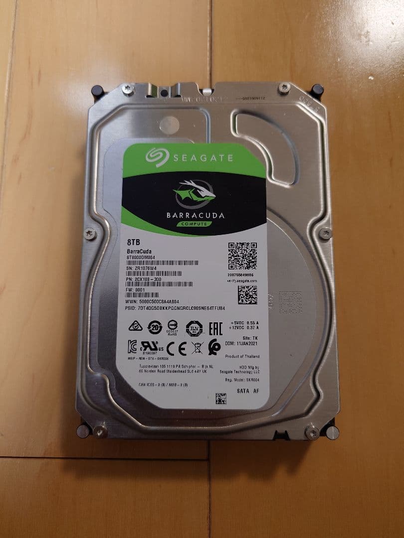 「品薄放出」使用時間267h Seagate Barracuda 8TB「15」