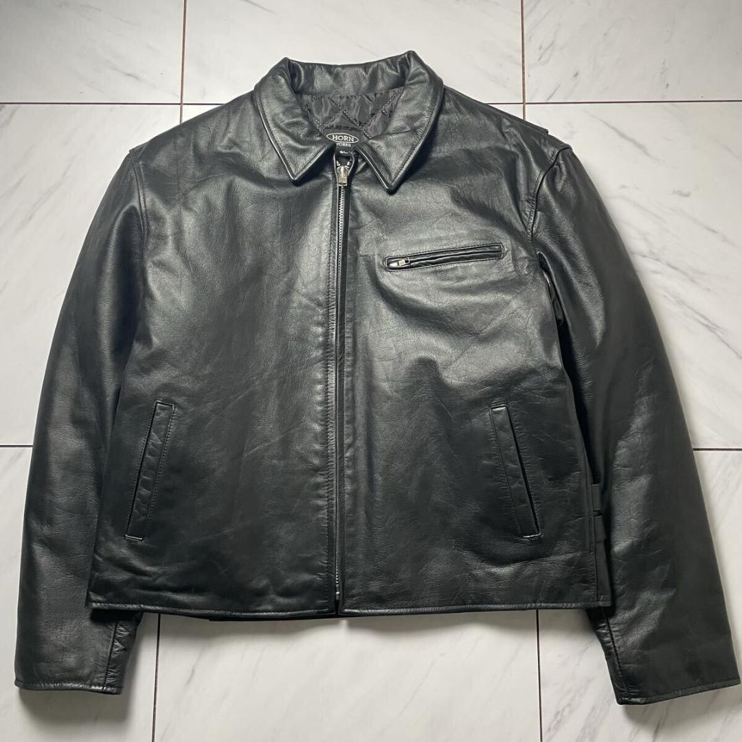 6L HORN WORKS レザージャケット バッファロー 裏地キルティング 黒
