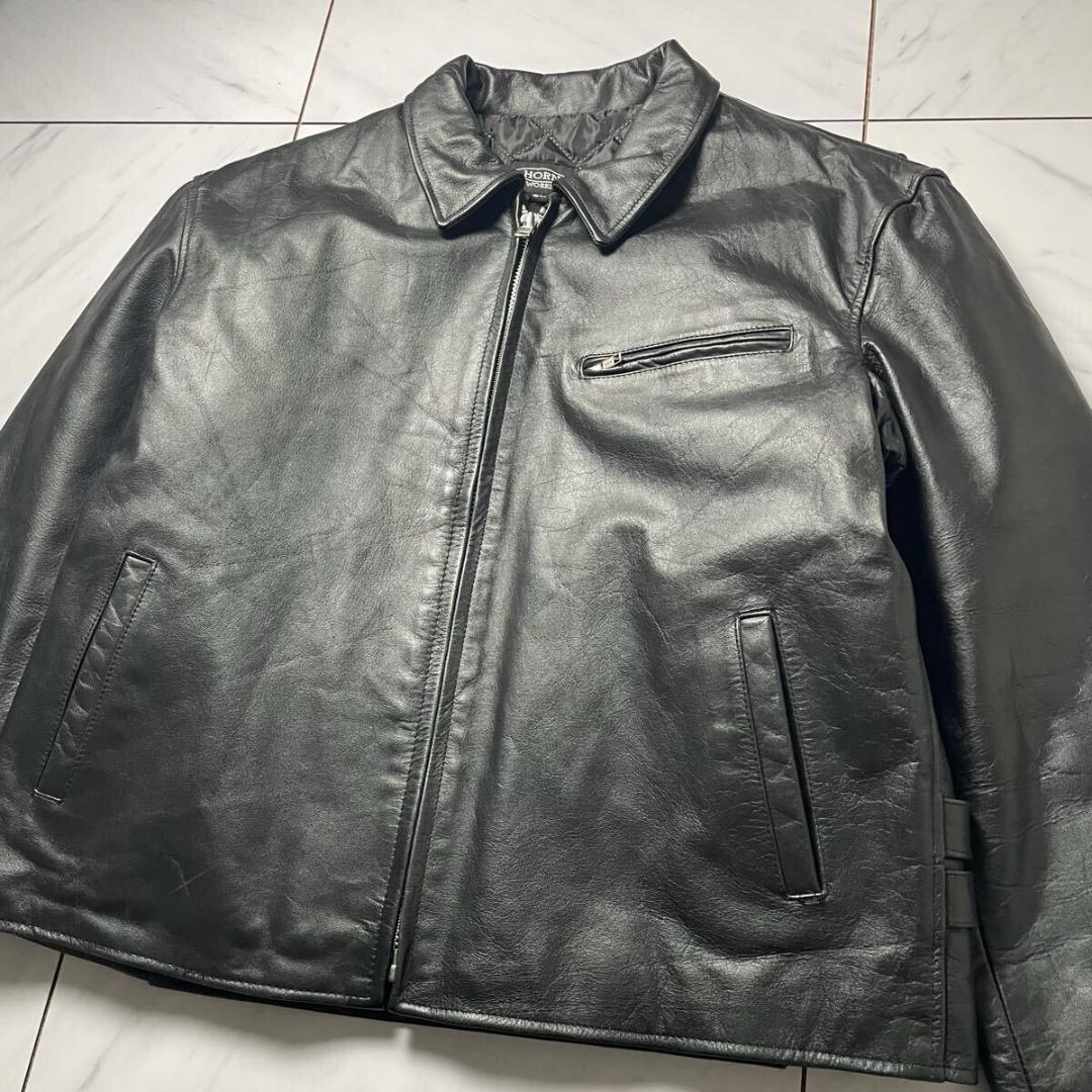 6L HORN WORKS レザージャケット バッファロー 裏地キルティング 黒
