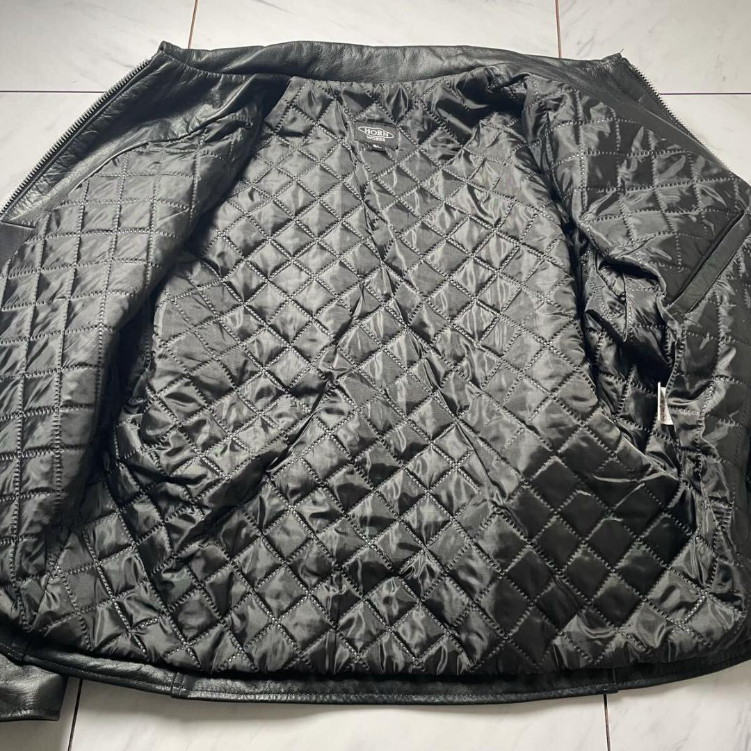 6L HORN WORKS レザージャケット バッファロー 裏地キルティング 黒