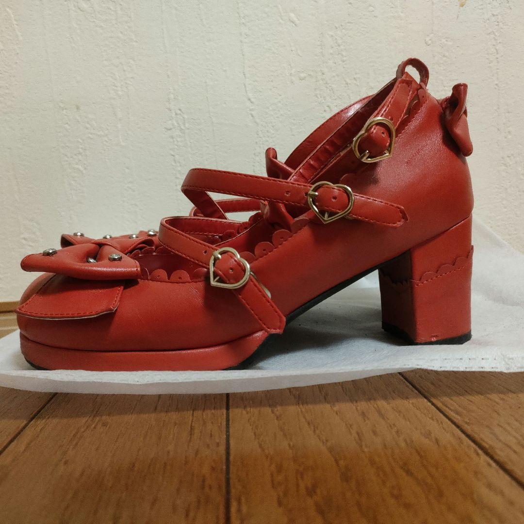 Angelic Pretty 宝石リボンシューズ 赤 サイズM