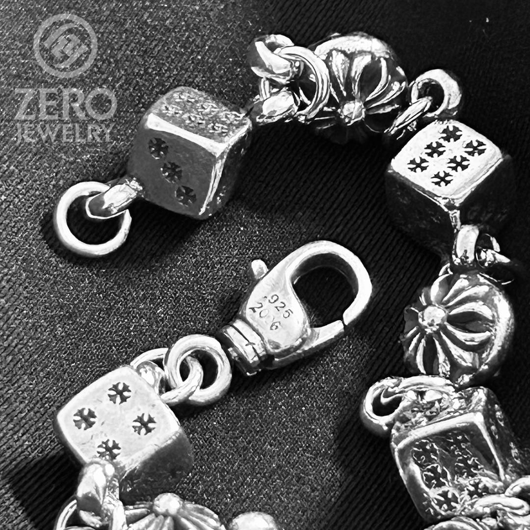 【⭐️即日発送⭐️925刻印】18cm クロスボール＆ダイス／ブレスレット