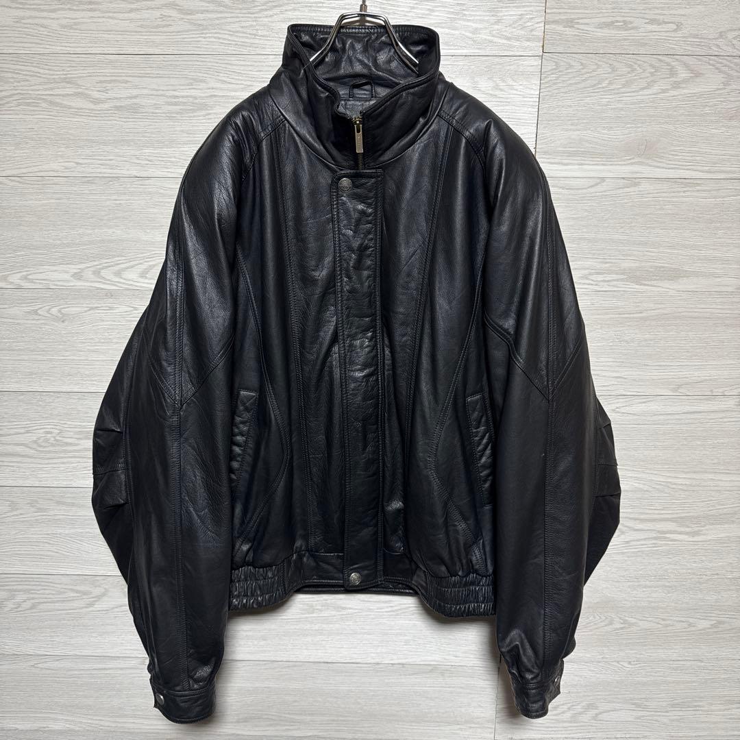 90s WILSONS 本革 オーバーサイズ レザージャケット 中綿 ブラック