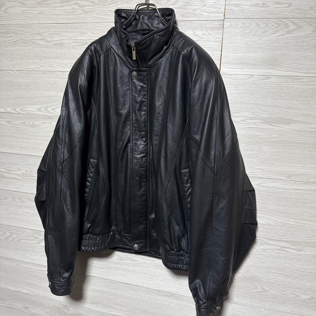90s WILSONS 本革 オーバーサイズ レザージャケット 中綿 ブラック