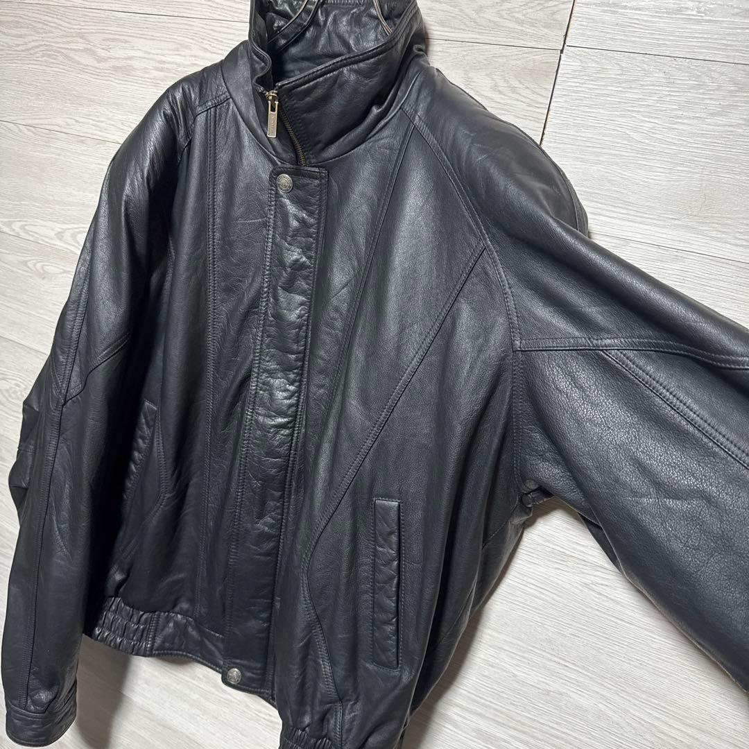 90s WILSONS 本革 オーバーサイズ レザージャケット 中綿 ブラック