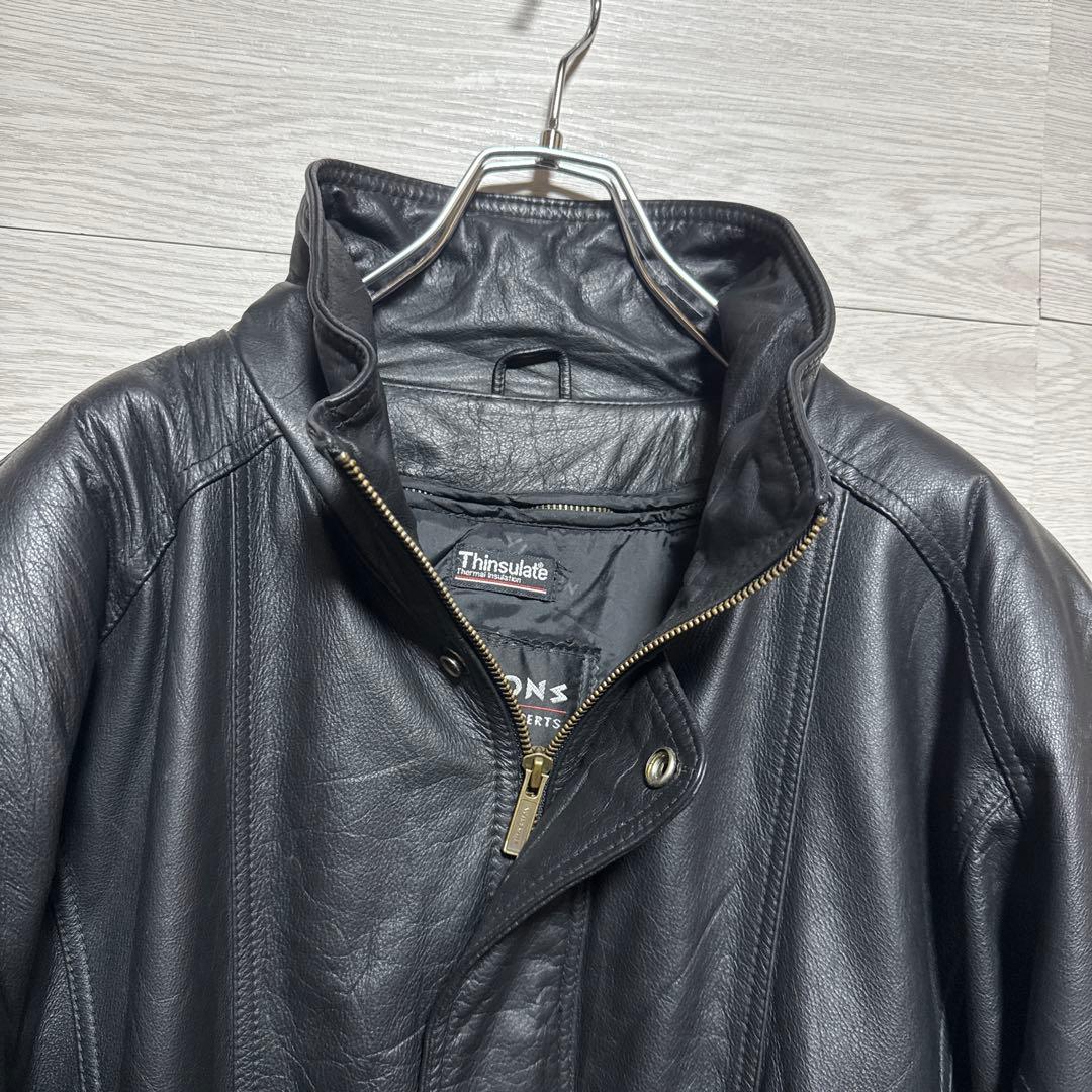 90s WILSONS 本革 オーバーサイズ レザージャケット 中綿 ブラック