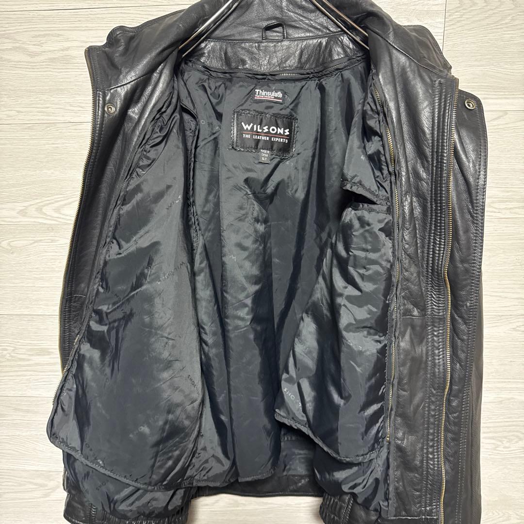 90s WILSONS 本革 オーバーサイズ レザージャケット 中綿 ブラック