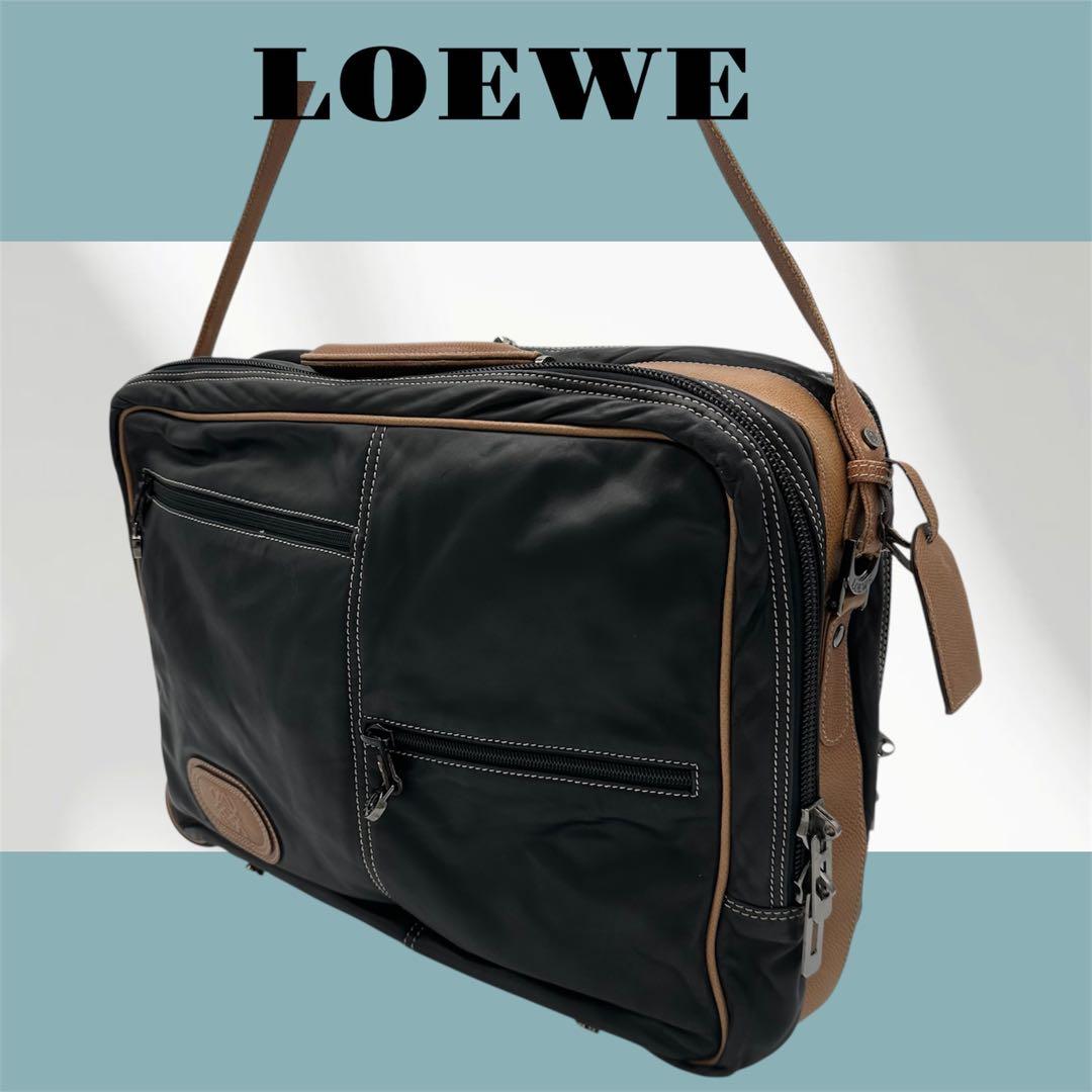 LOEWE ロエベ トラベル ビジネスバッグ レザー 鍵付き ブラック/ブラウン