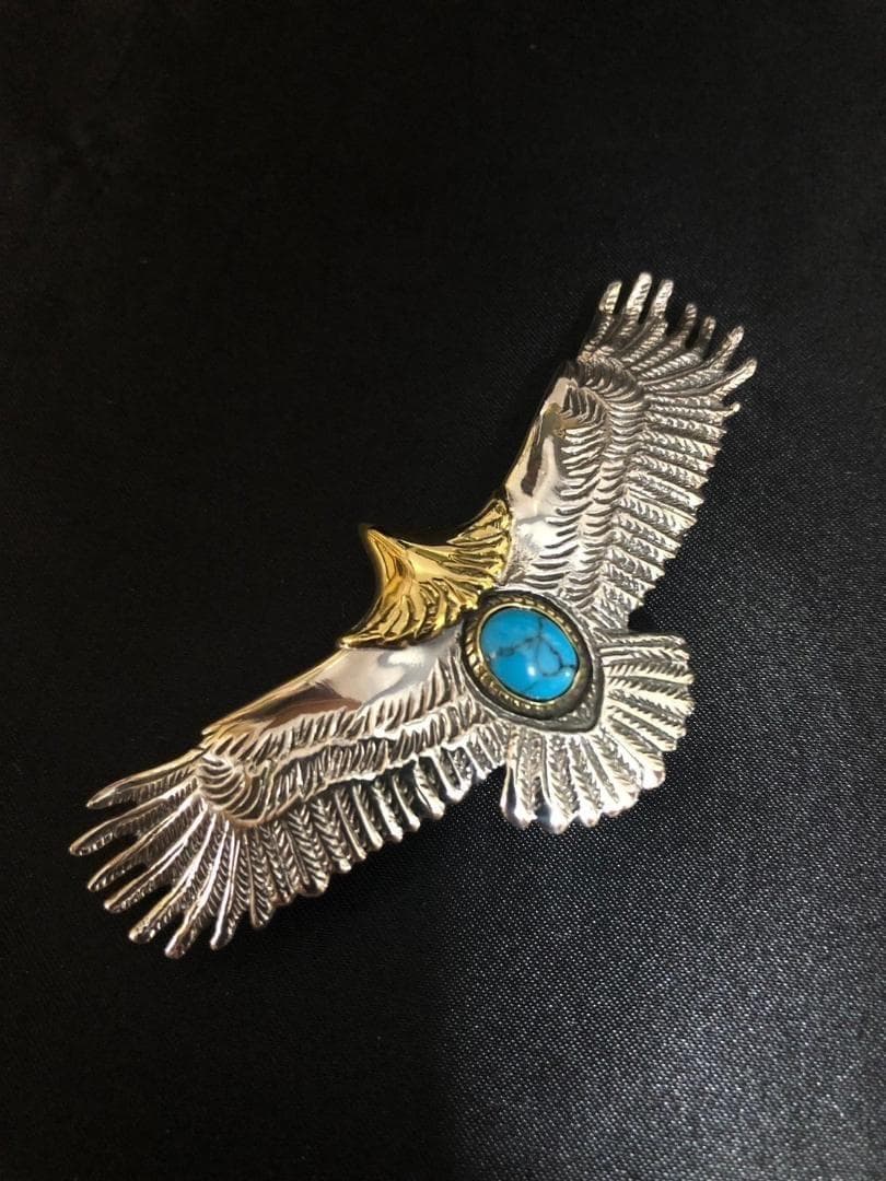 シルバー925 ペンダントトップ　イーグル　ターコイズ　5-3 4876