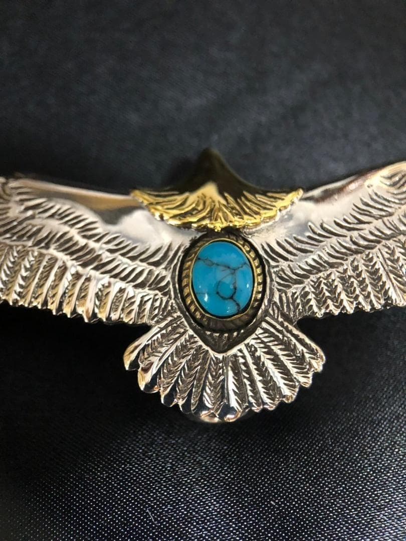 シルバー925 ペンダントトップ　イーグル　ターコイズ　5-3 4876