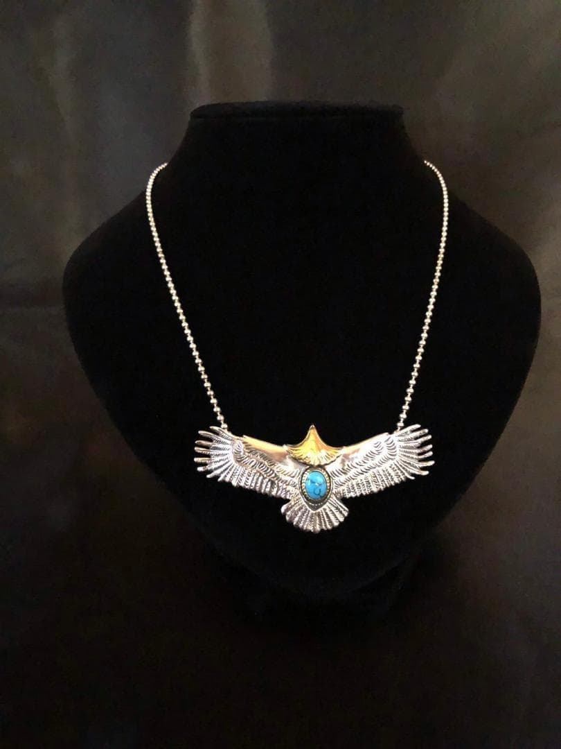 シルバー925 ペンダントトップ　イーグル　ターコイズ　5-3 4876