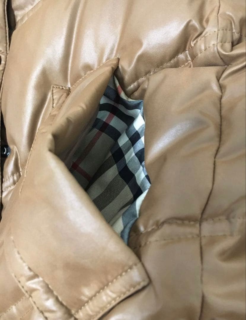 バーバリーブルーレーベル　ダウンジャケット　ラクーンファー　茶色　Mサイズ