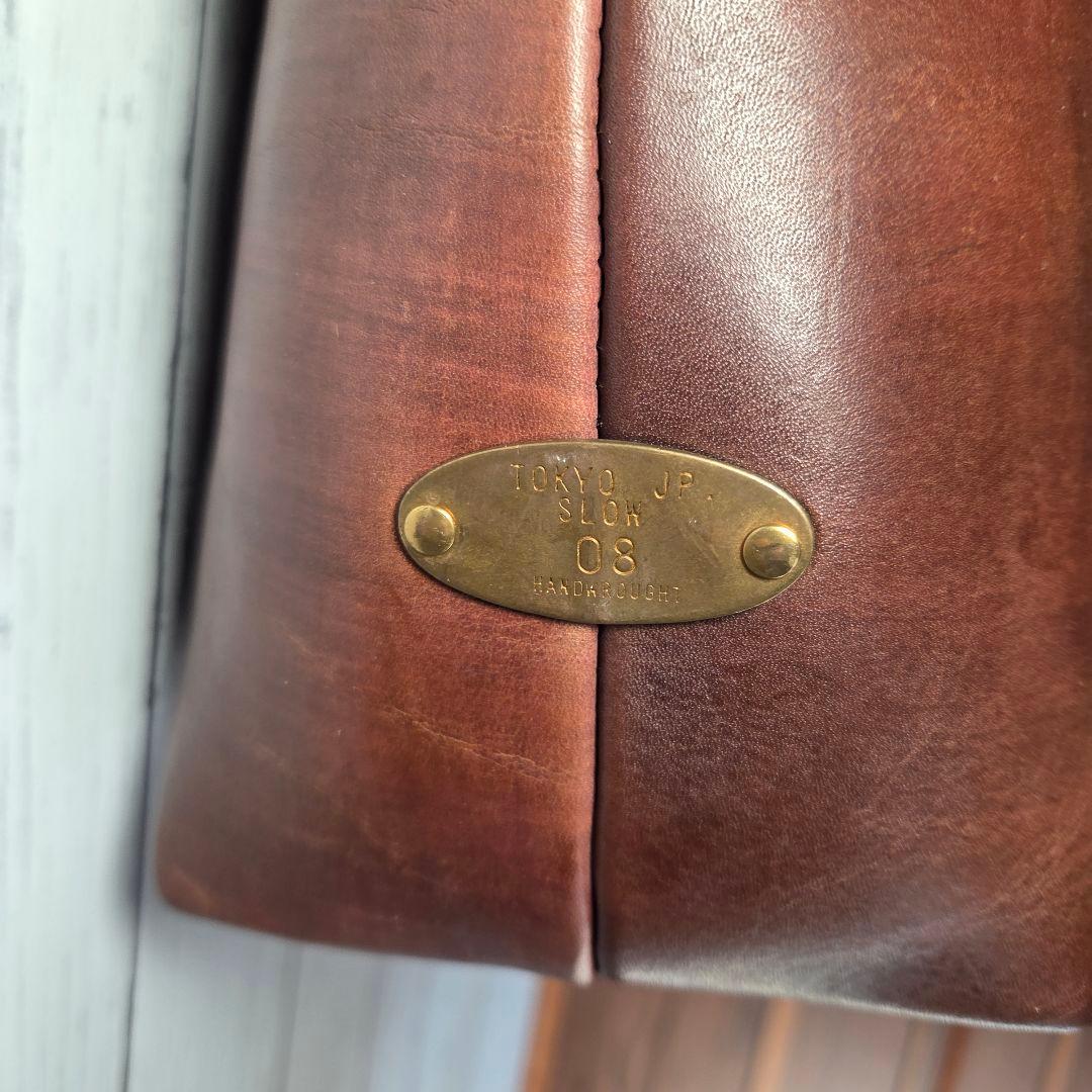 SLOW レザートートバッグ　バッグインバッグ　リネン