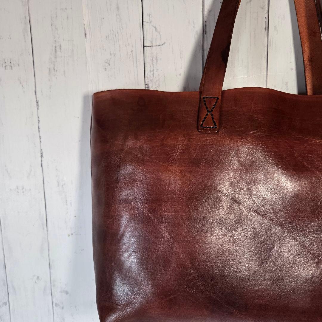 SLOW レザートートバッグ　バッグインバッグ　リネン