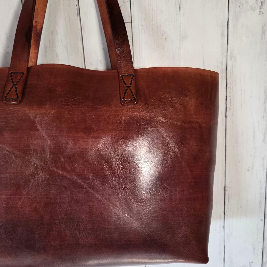 SLOW レザートートバッグ　バッグインバッグ　リネン