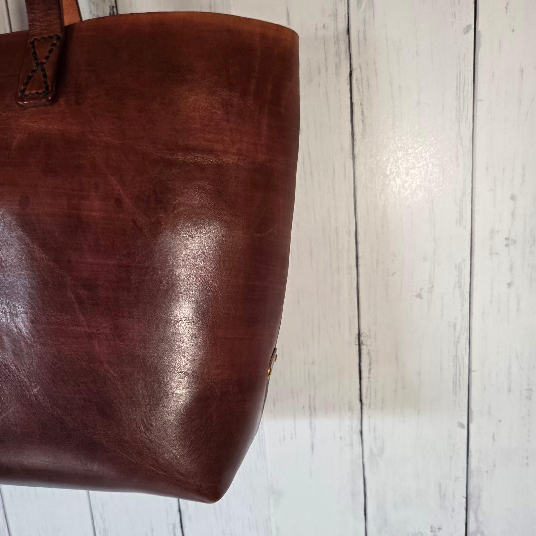 SLOW レザートートバッグ　バッグインバッグ　リネン