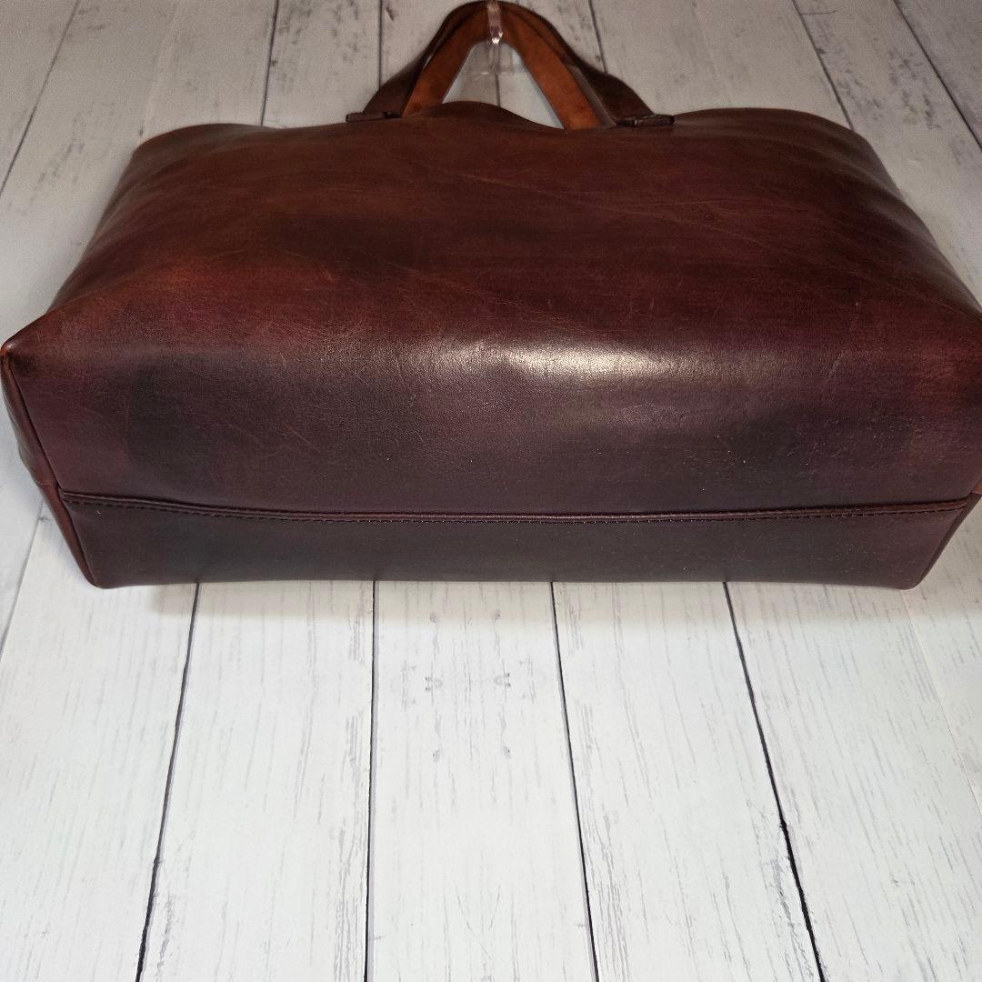 SLOW レザートートバッグ　バッグインバッグ　リネン