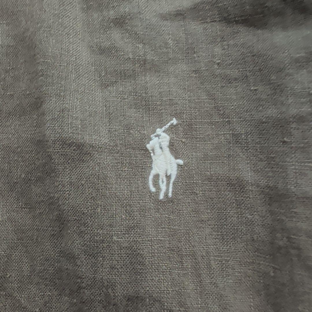 現行 ポロラルフローレン リネンシャツ 刺繍ポニー カーキ M