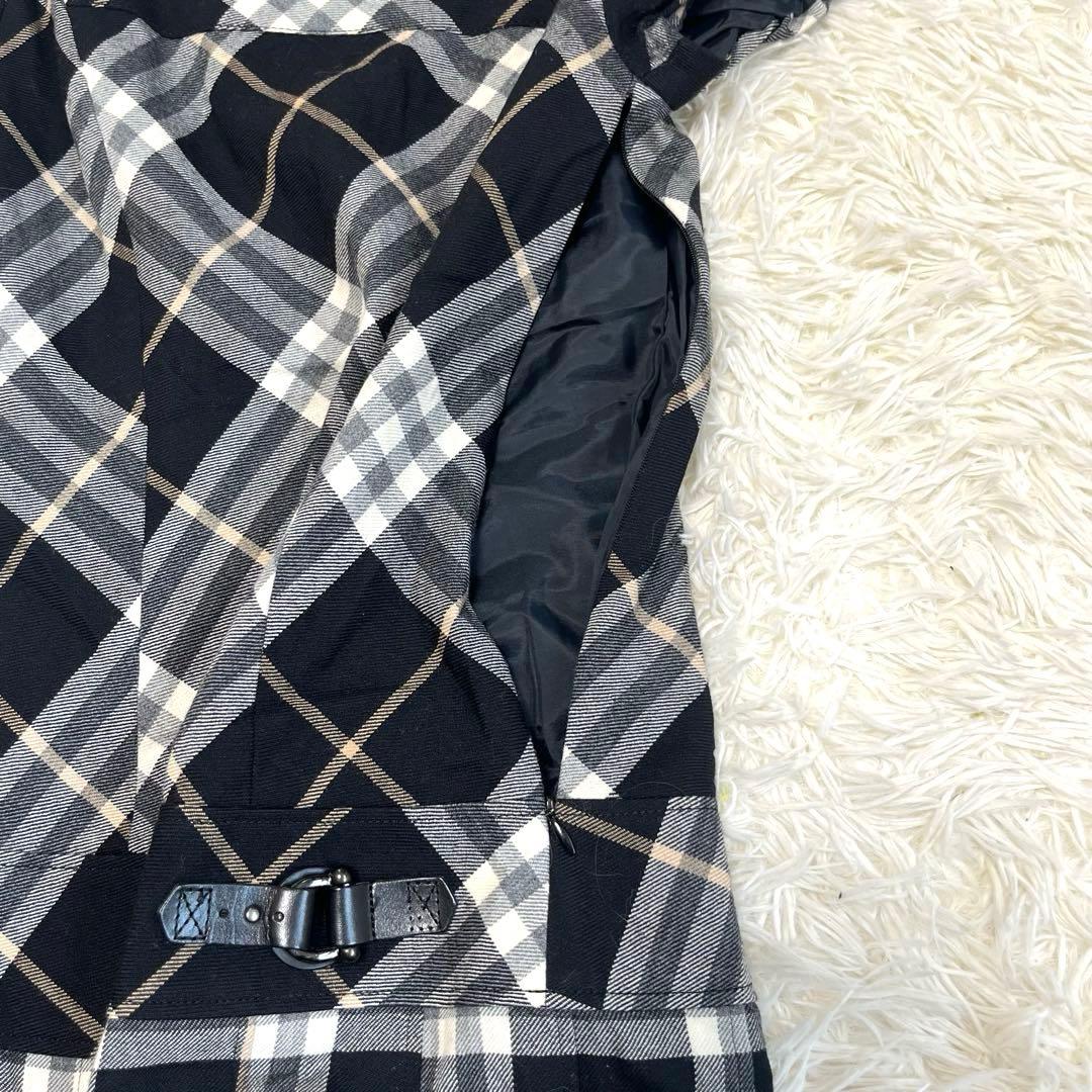 バーバリーブルーレーベル　プリーツワンピース 36 ノバチェック　パフスリーブ