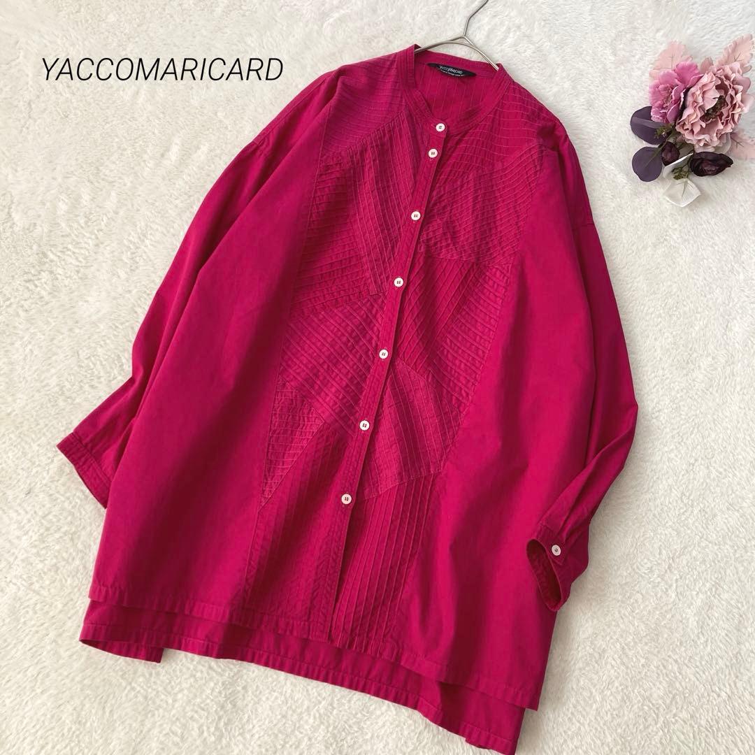 ヤッコマリカルド　バンドカラーロングシャツ　オーバーサイズ　ピンタック　ピンク
