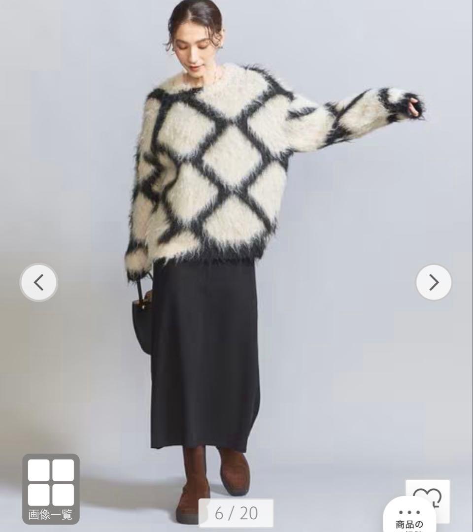 くら猫　　　バイカラージャカード シャギーニットプルオーバー