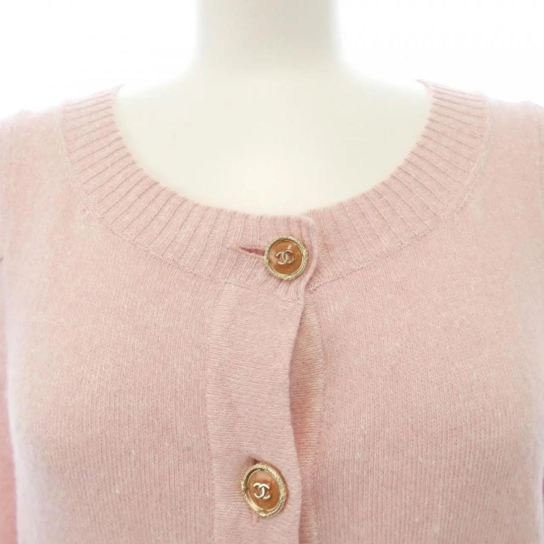 正規品 CHANEL ピンク 長袖カーディガン 36