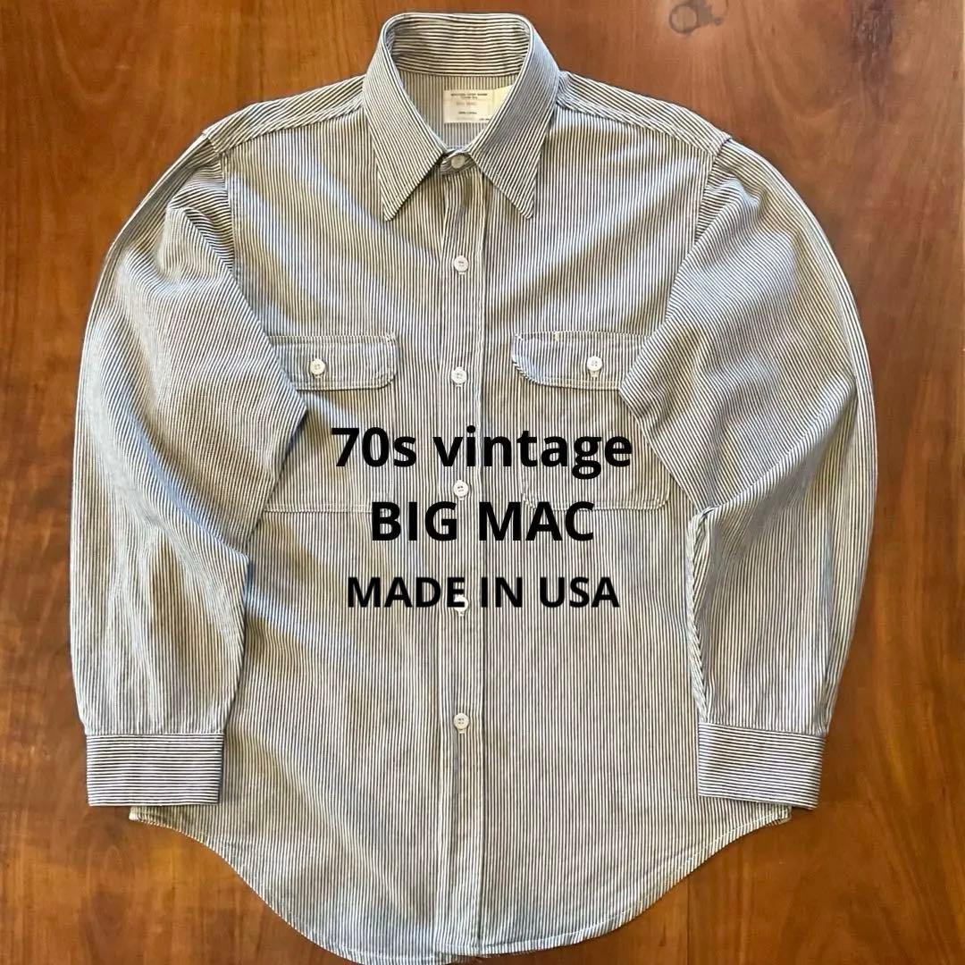 【美品】70s vintage BIG MAC ヒッコリーデニムシャツ長袖　M
