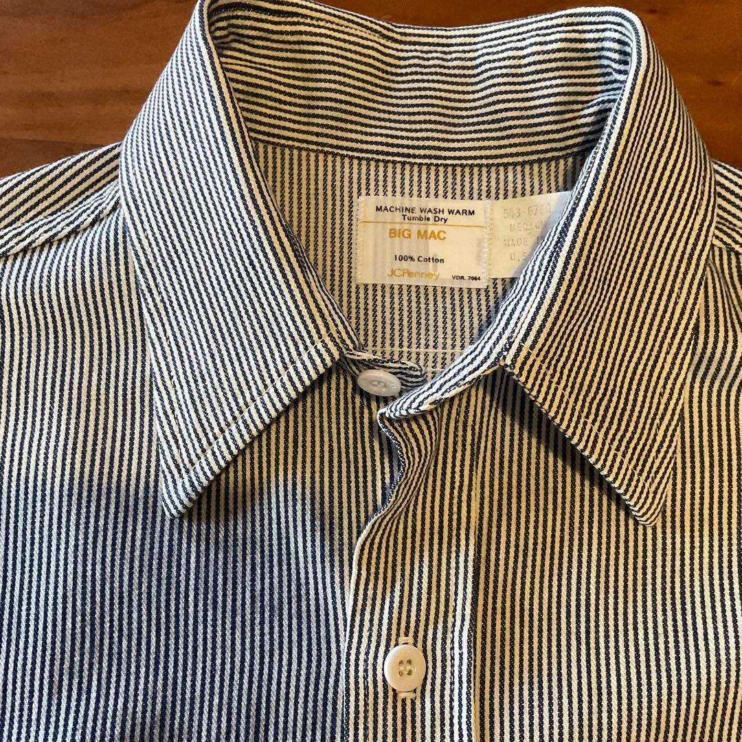 【美品】70s vintage BIG MAC ヒッコリーデニムシャツ長袖　M