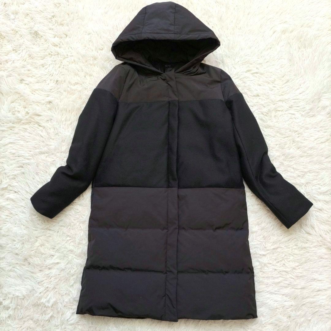 美品✨セオリー 現行タグ 切り替えダウンコート 異素材 フード付き ブラック S