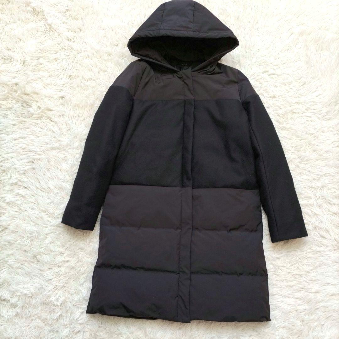 美品✨セオリー 現行タグ 切り替えダウンコート 異素材 フード付き ブラック S