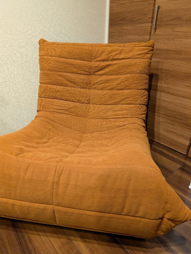 リクライニング コーデュロイソファ オレンジ