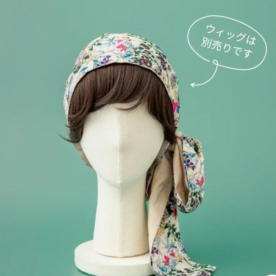 BAREN スカーフハットM FlowerGarden-Beige ポーチ付き