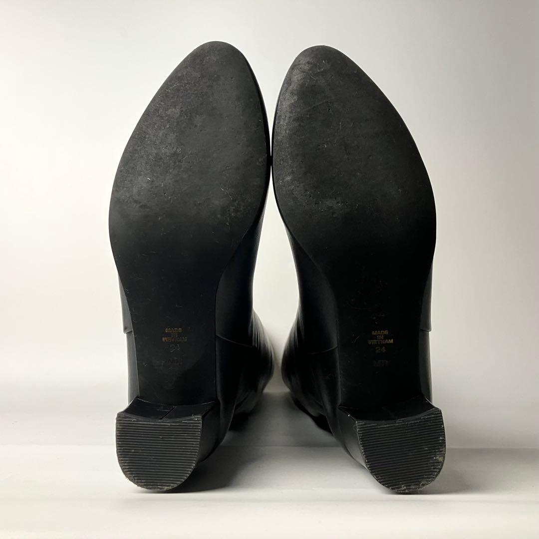 【美品】DIANA チャンキーヒール　レザー　ロングブーツ　美脚　黒　24cm