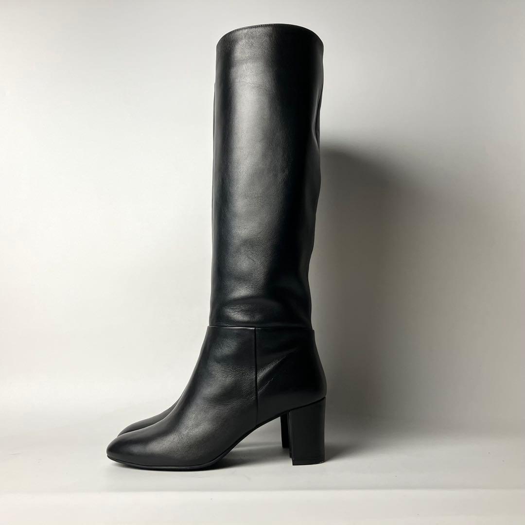 【美品】DIANA チャンキーヒール　レザー　ロングブーツ　美脚　黒　24cm