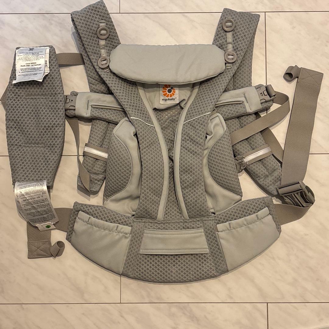 美品ergobaby OMNI breeze 抱っこひも　パールグレー