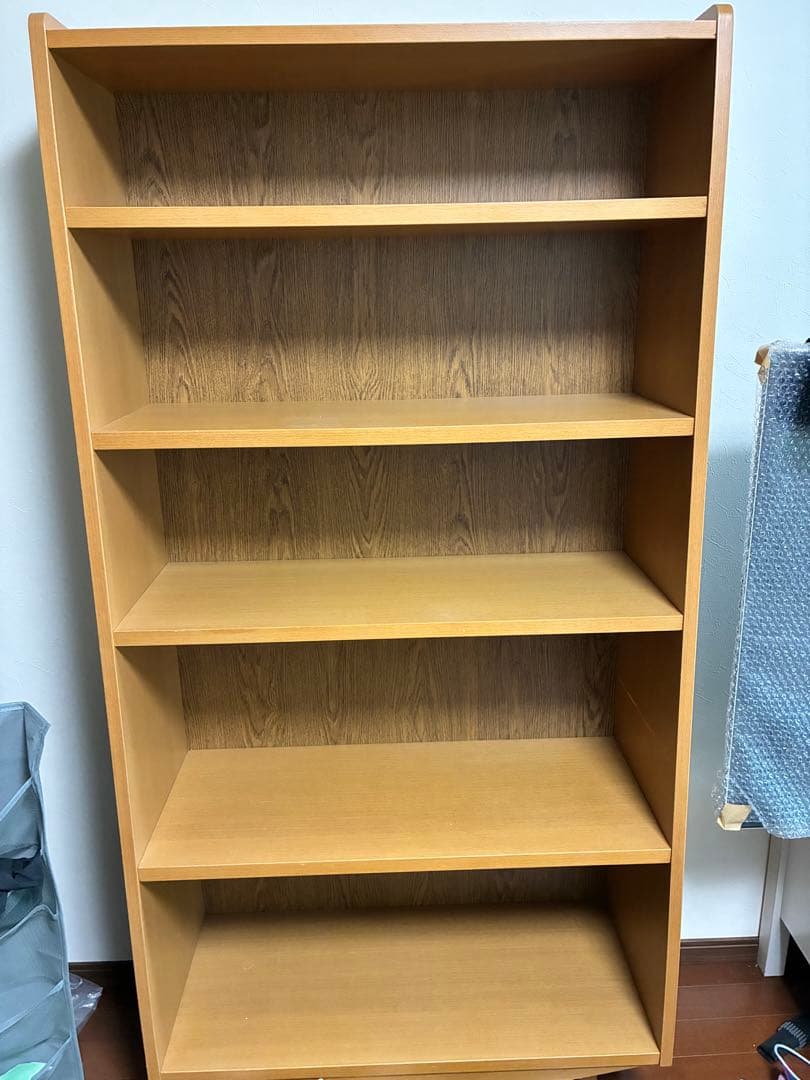ナチュラル木製5段本棚