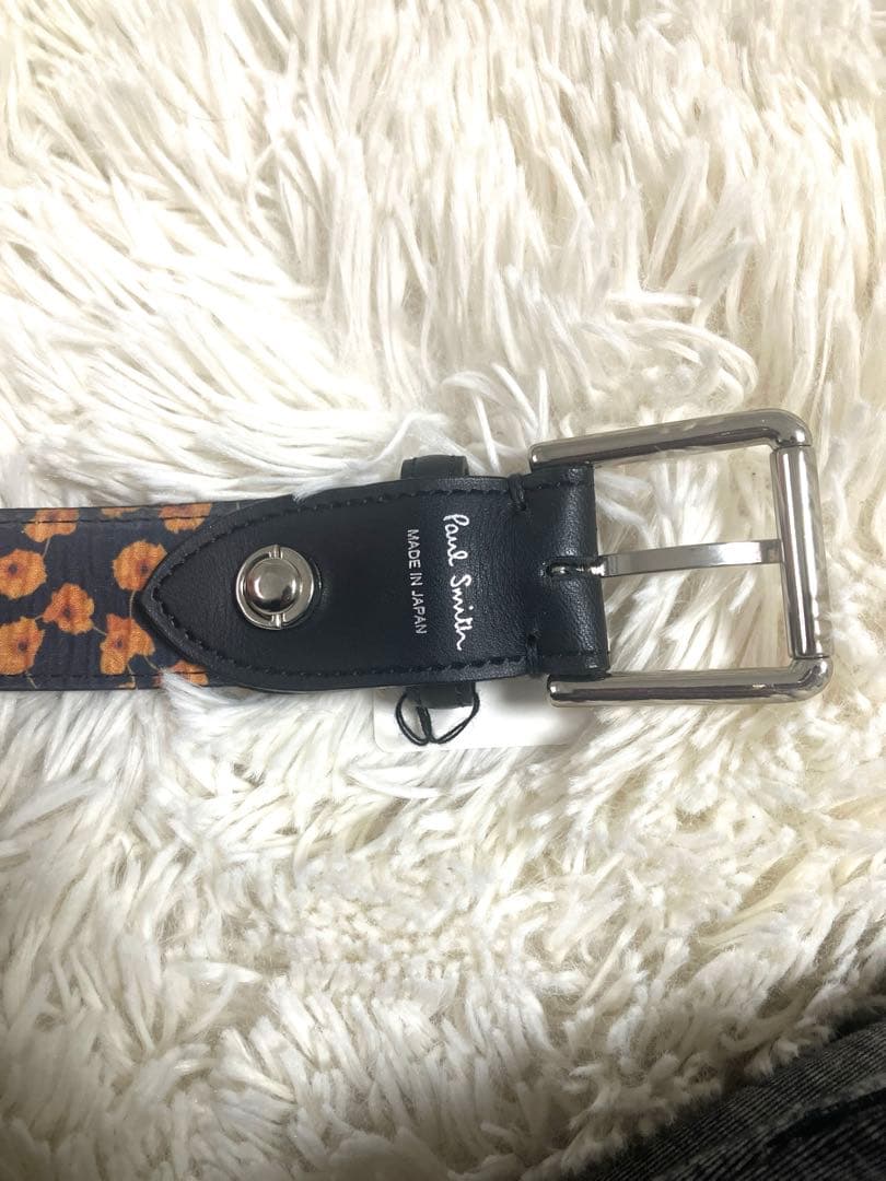 【未使用・リバーシブル】Paul Smith　ベルト　花柄　ブラック　レザー