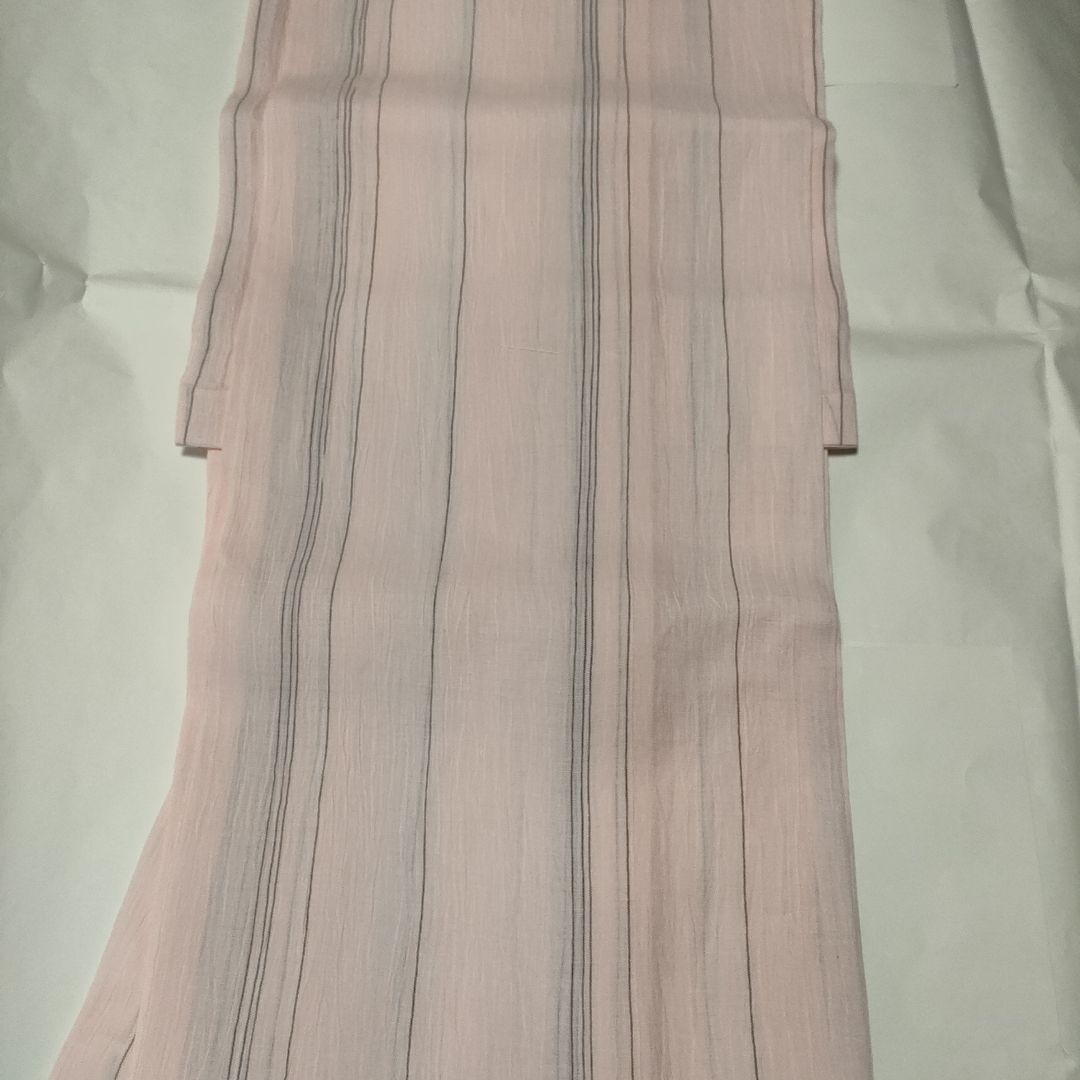 夏着物　新品　近江ちぢみ着物 　浴衣　桃