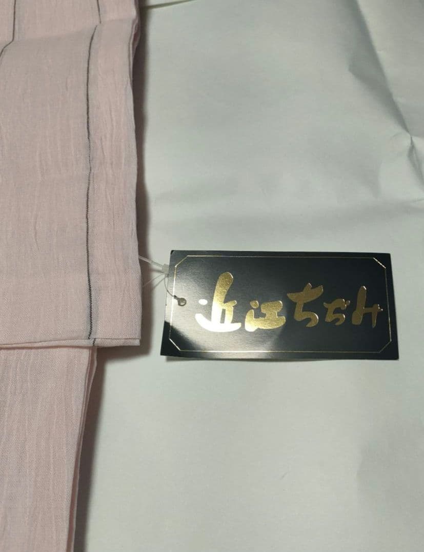 夏着物　新品　近江ちぢみ着物 　浴衣　桃