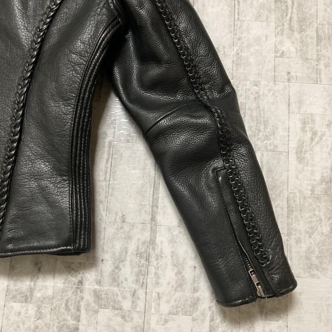 【希少】90s vintage レザーシングルライダースジャケット 黒　ブラック