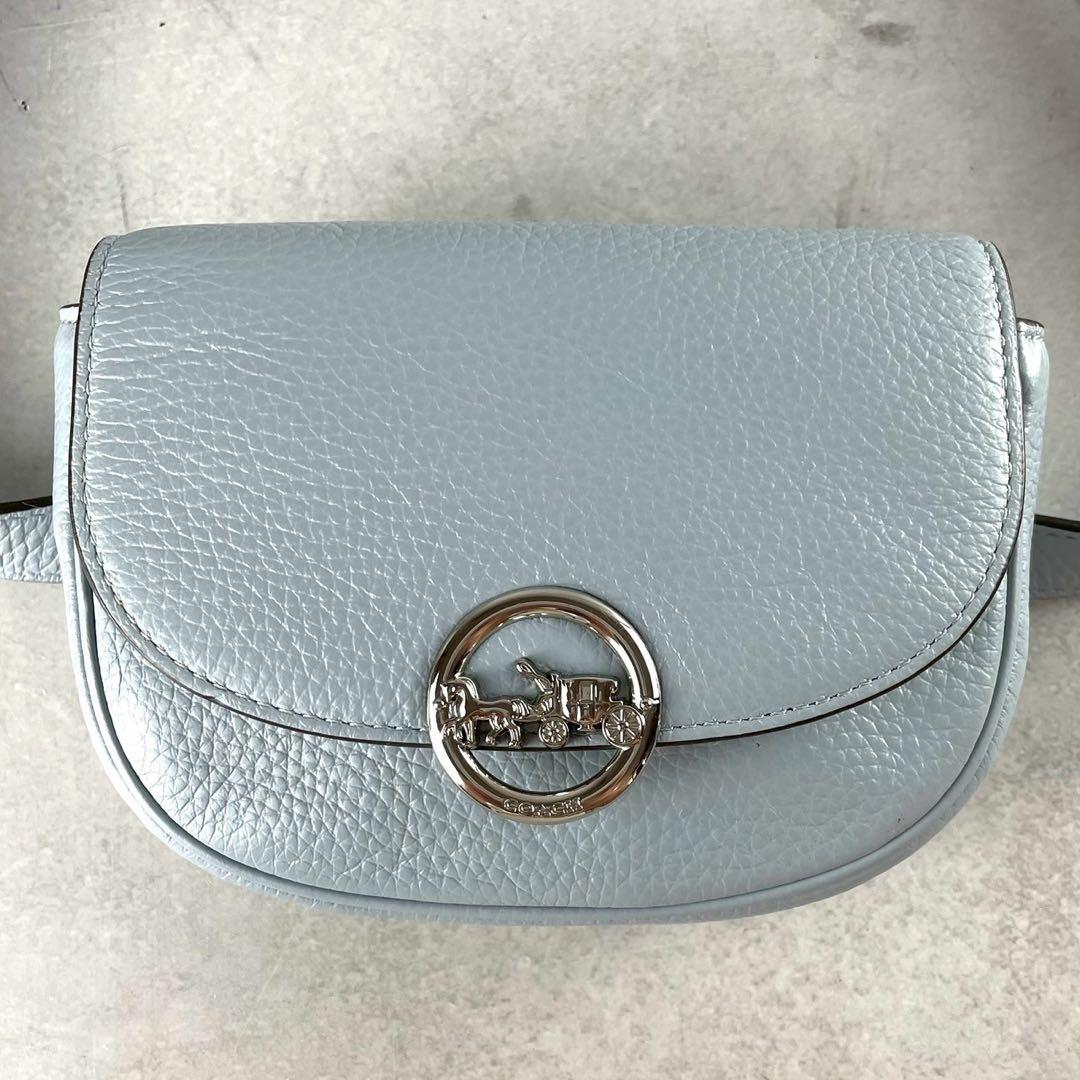 ✨美品✨コーチ　ボディバッグ　ショルダーバッグ 2way 馬車金具　レザー　青