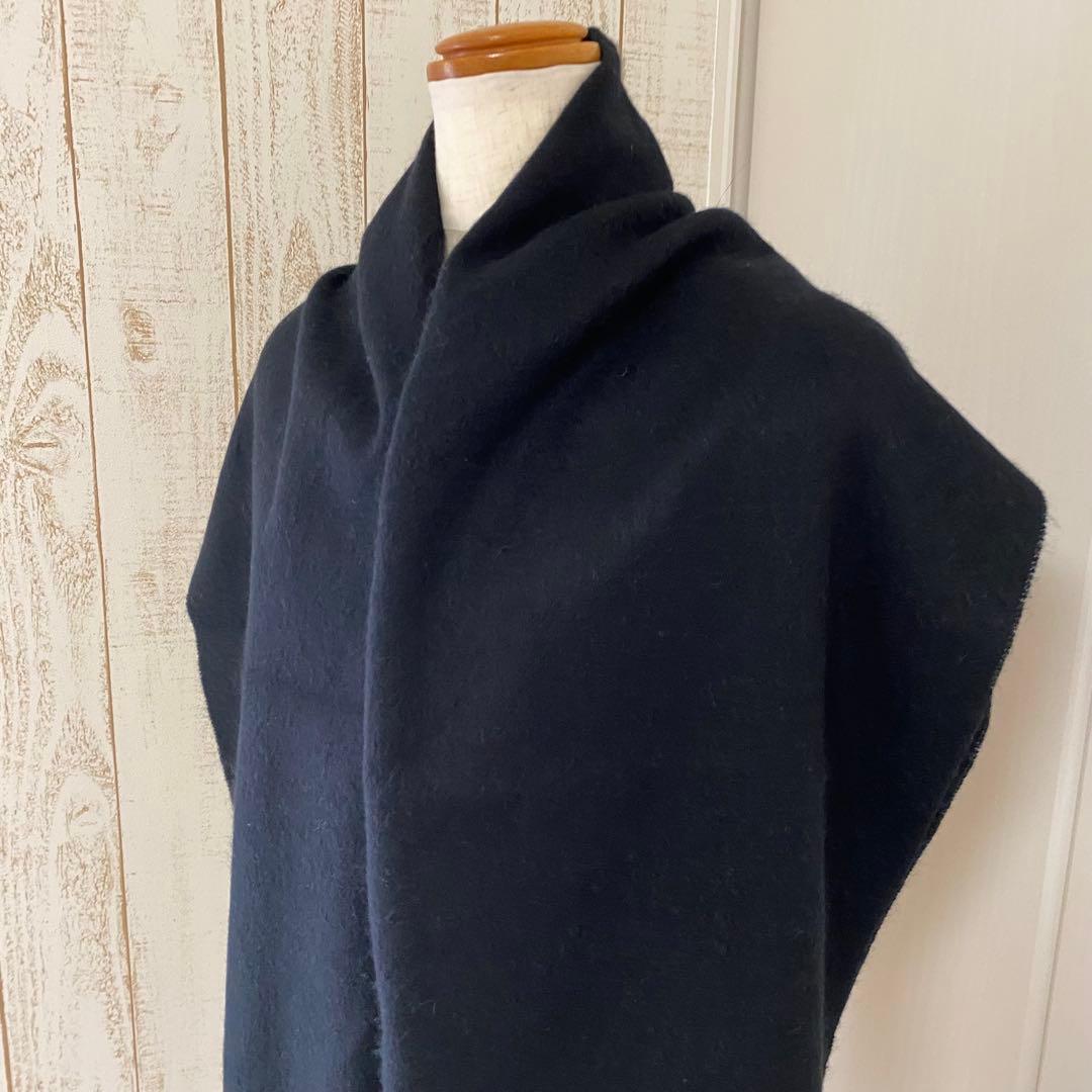 【新品未使用】ランバンコレクション カシミヤ/100% ブラック 大判マフラー