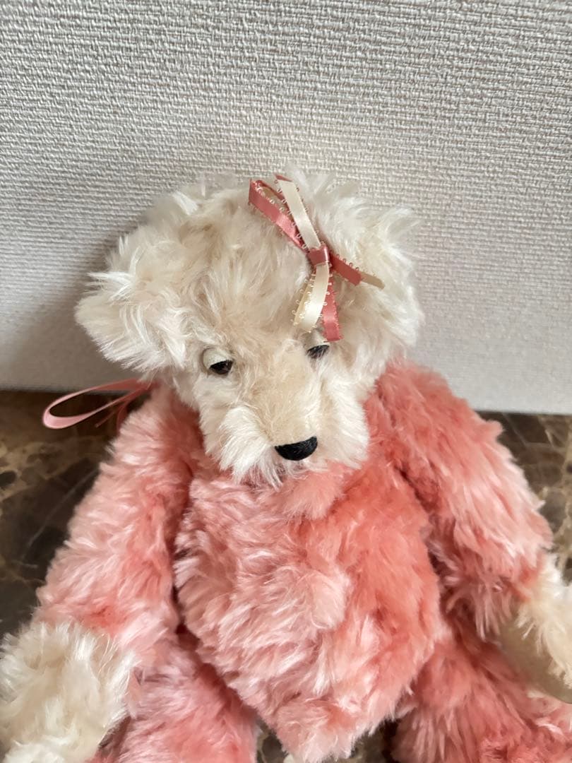 アメリカ90s 作家　ハンドメイド　30cm越え　テディベア　ピンク　ビッグ