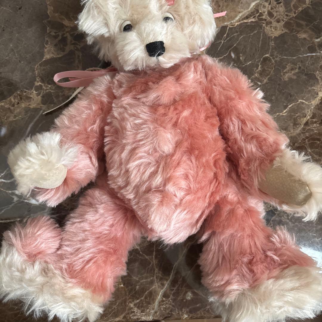 アメリカ90s 作家　ハンドメイド　30cm越え　テディベア　ピンク　ビッグ