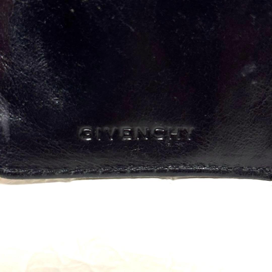 希少 ジバンシー メタル ビッグ ロゴ レザー 二つ折り 財布 黒 ヴィンテージ